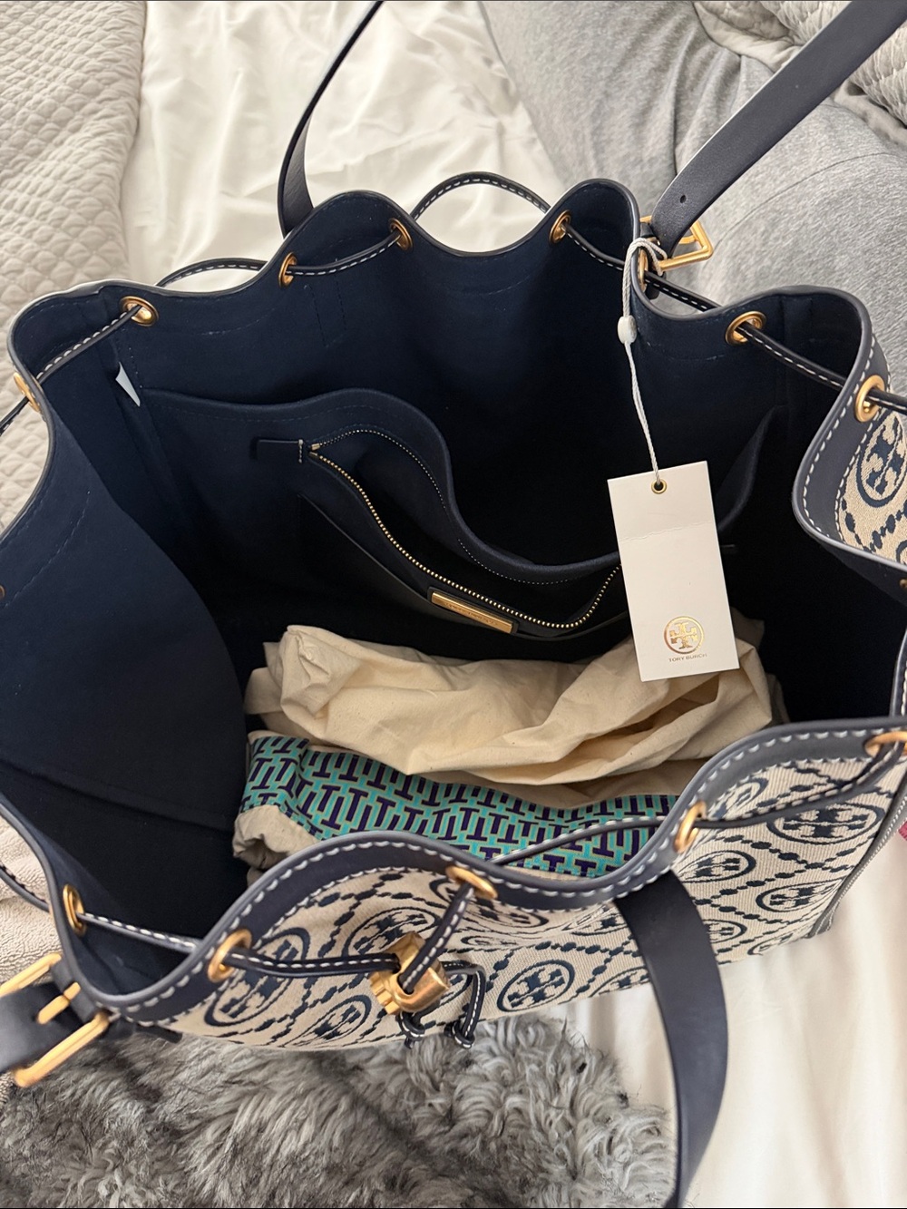 Tory Burch T Monogram Jacquard Tote - Picture 8 of 9
